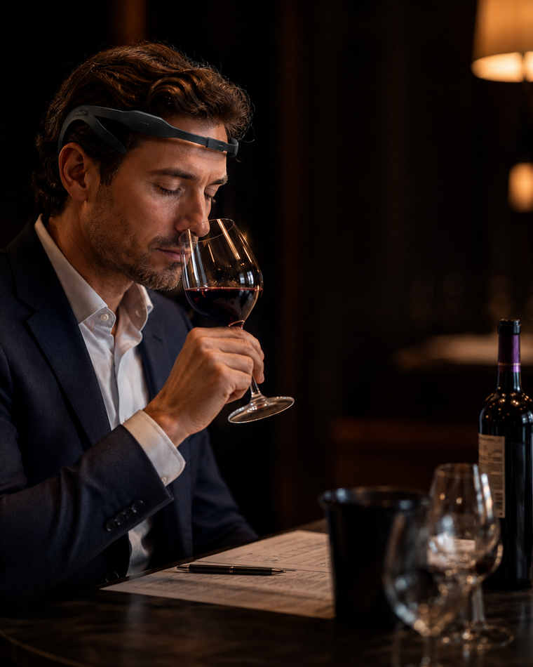 Cata de vino con sensor de actividad cerebral